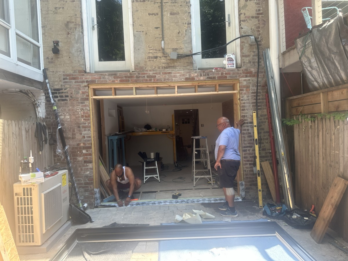 Project step 2: opening framed and prepared for the new door